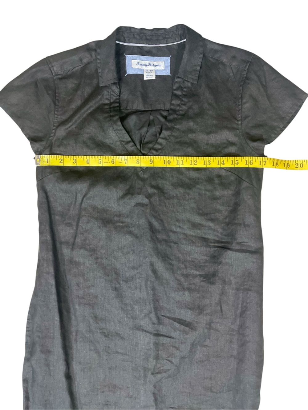 Tommy Bahama “Two Palms” Black Short Sleeve Linen Collared Dress - Picture 8 of 11